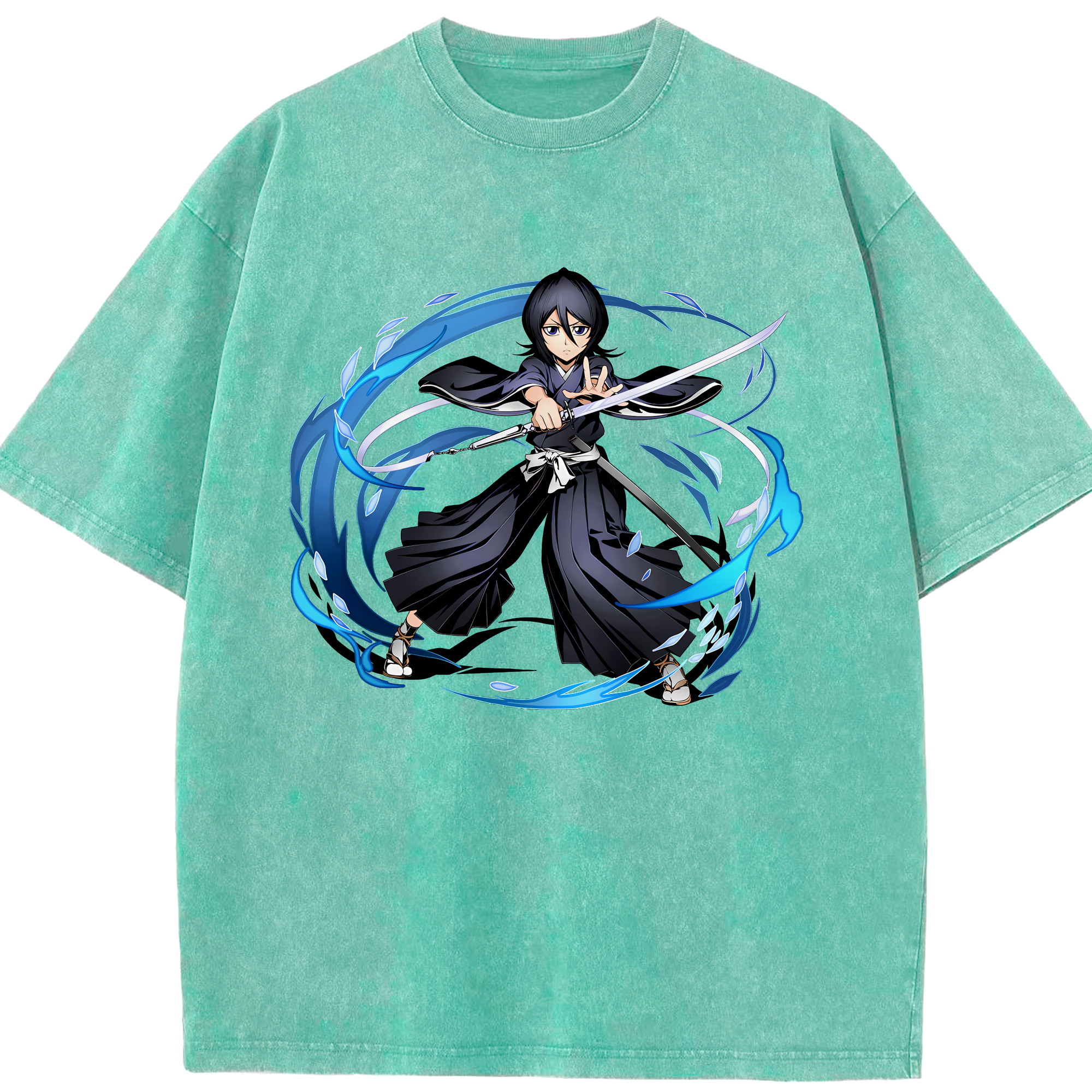 （画像用） ブリーチ 朽木ルキア BLEACH Kuchiki Rukia 綿100% ヴィンテージ風 半袖Tシャツ（フロントプリント）